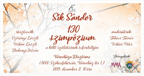 Sík Sándor 130 szimpózium lesz hétfőn a Városháza Dísztermében